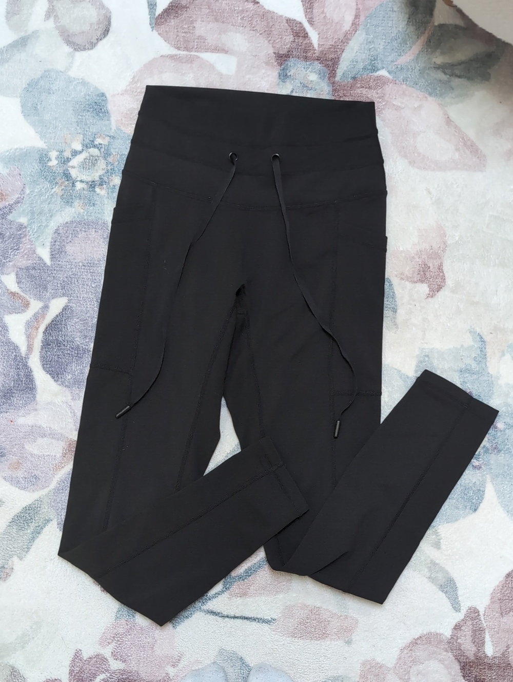 Popflex Black High-Waist Drawstring Leggings